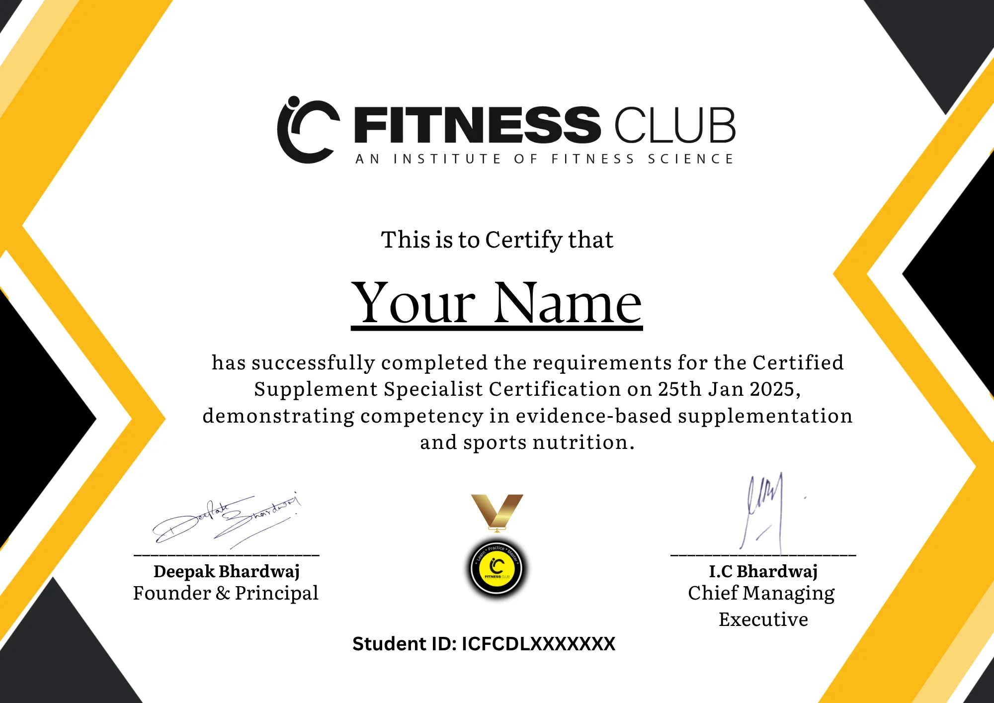 Certified Supplement Specialist Certificate